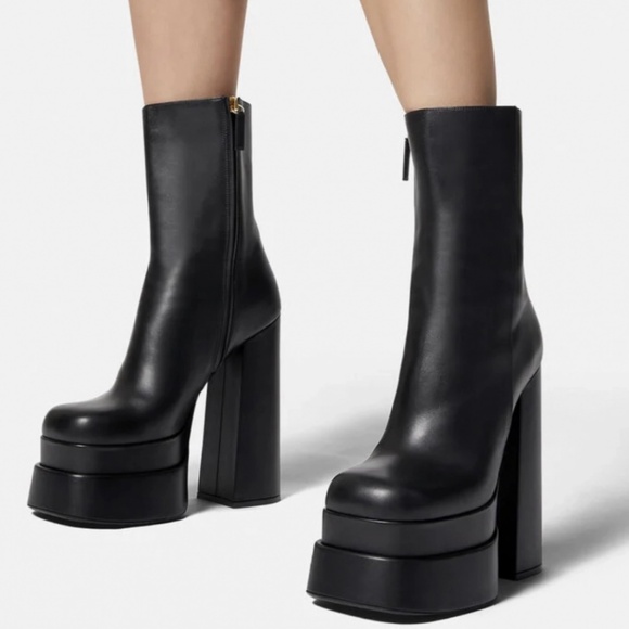 VERSACE Intrico leather platform ankle boots - Picture 1 of 6